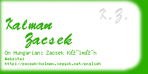 kalman zacsek business card